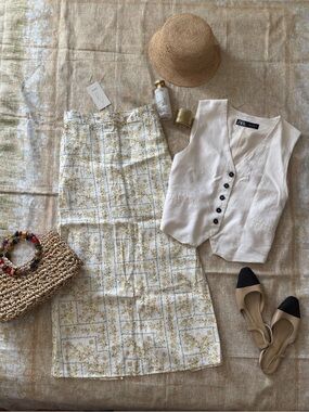 Joie Cream floral Linen maxi skirt